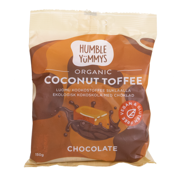 Humble Yummys luomu kookostoffee Suklaa 150g x 10 FI-EKO-201