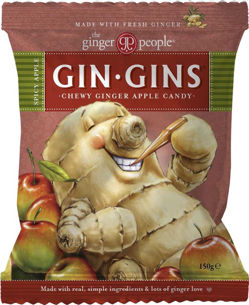 Gin Gins Spicy Apple Ginger Chews 150g x 12