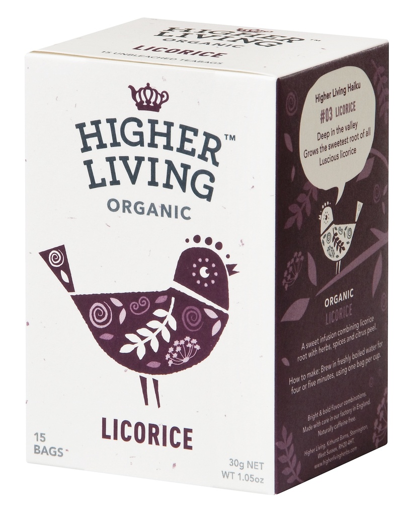 Higher Living Luomu Licorice yrttihauduke x 4 (15pss) FI-EKO-201