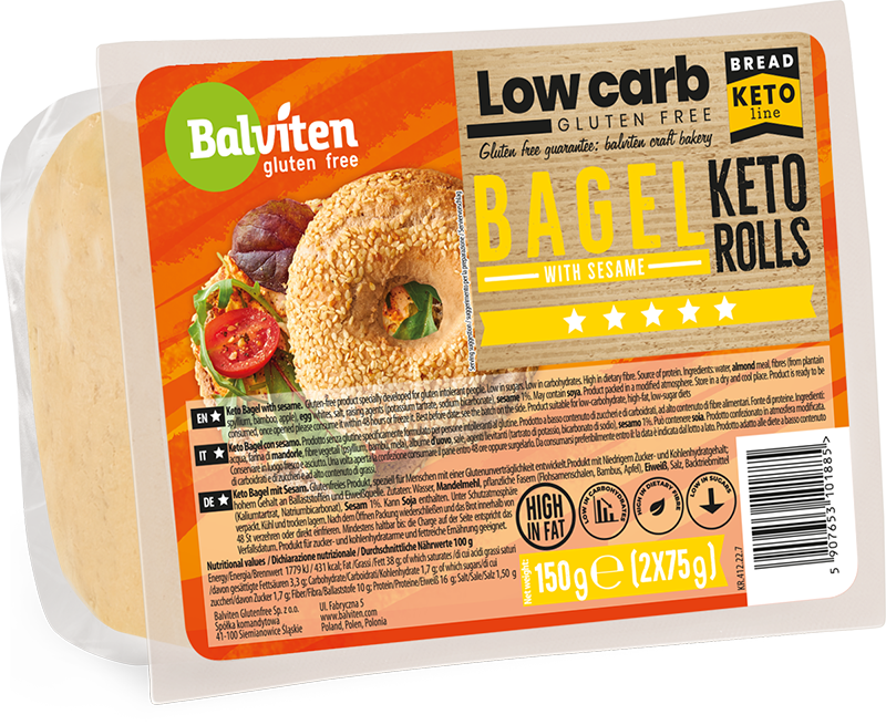 Balviten Gluten Free Keto Bagel 2x75g x 12