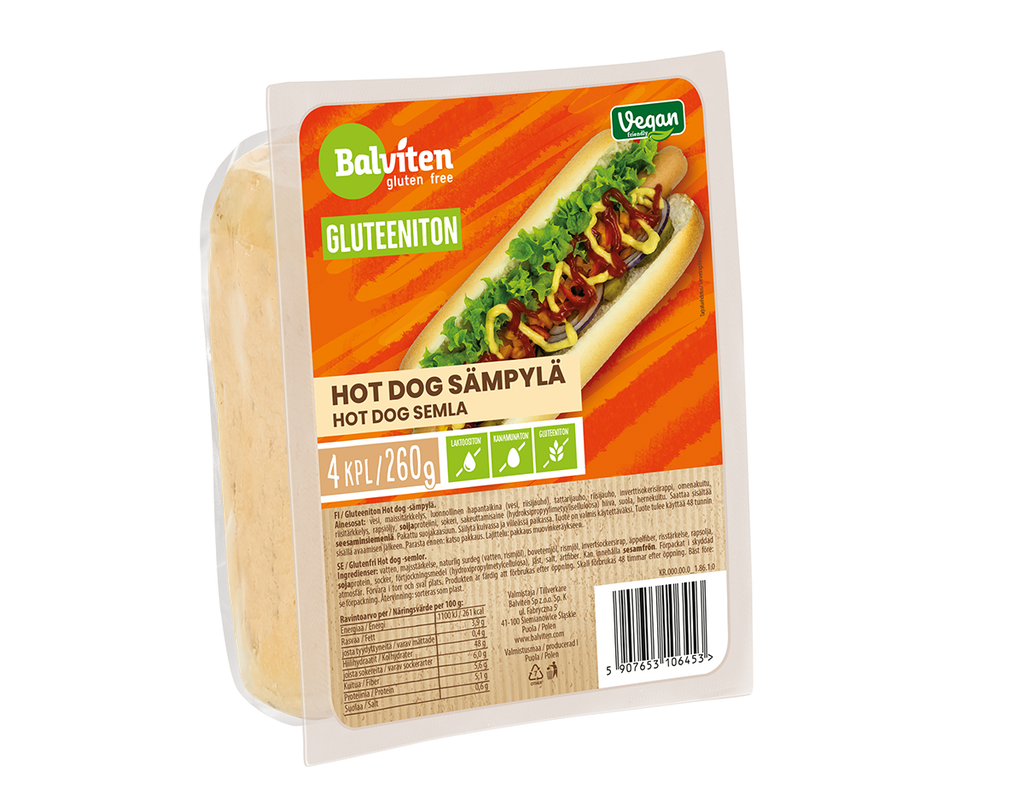 Balviten GLUTEN FREE HOT DOGS ROLLS 65gx4 x 10