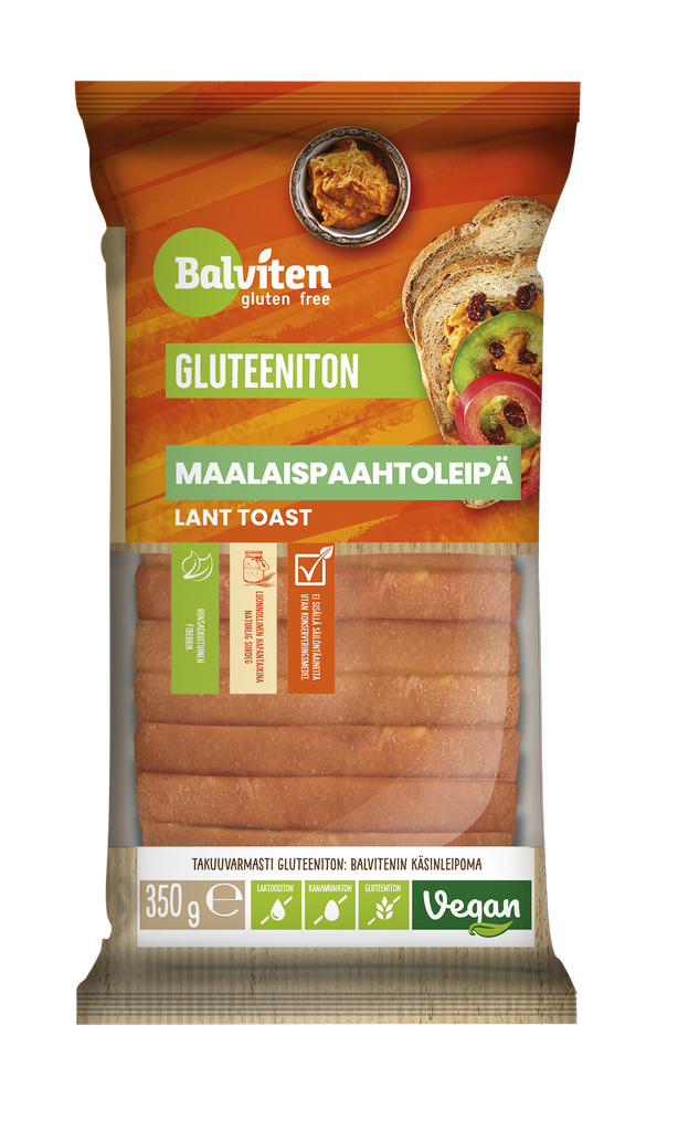 Balviten Gluten Free Pane Bauletto Rustico - Sliced Bread With Seeds 350g x 4