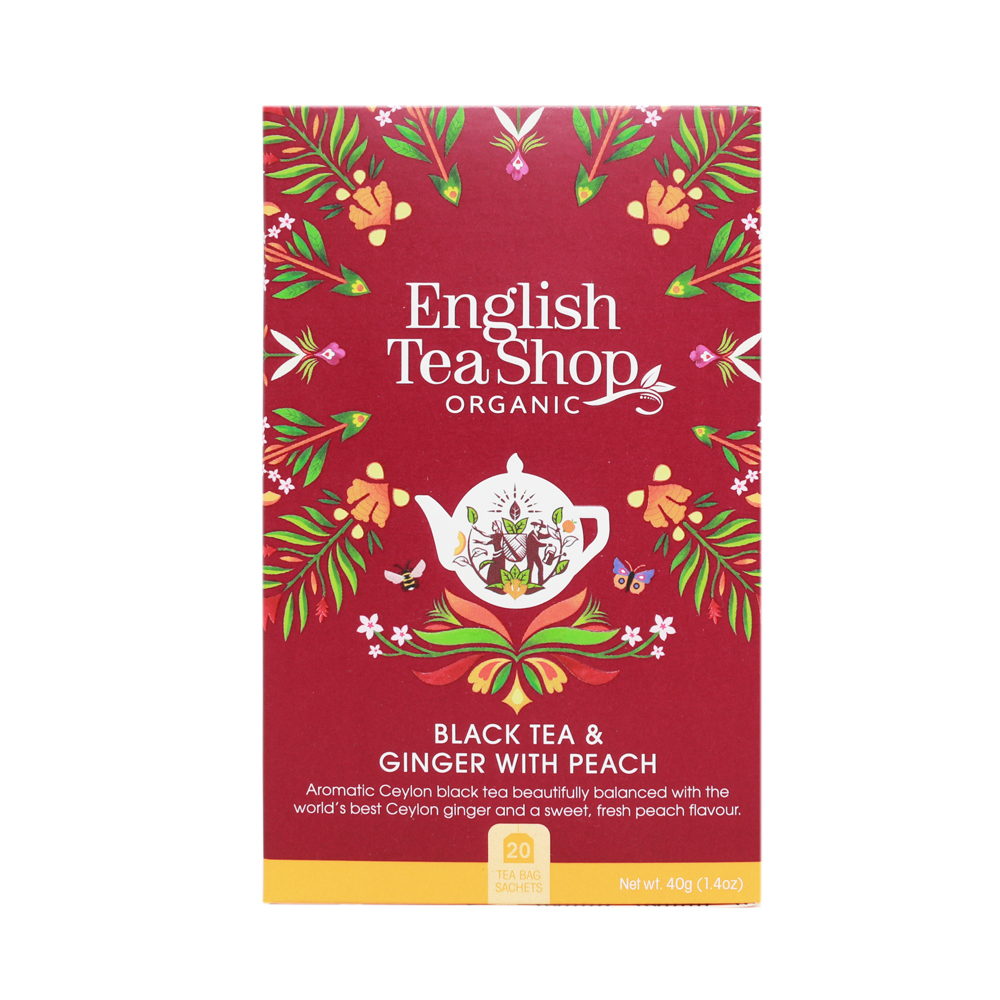 English Tea Shop Luomu Musta tee Black Tea & Ginger with Peach 20 pss (6 x 40 g) LK-BIO-149