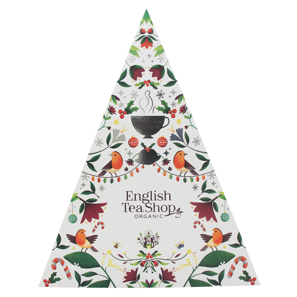 English Tea Shop Luomu Teejoulukalenteri pyramidi, valkoinen 25 pss (6 x 50 g) LK-BIO-149