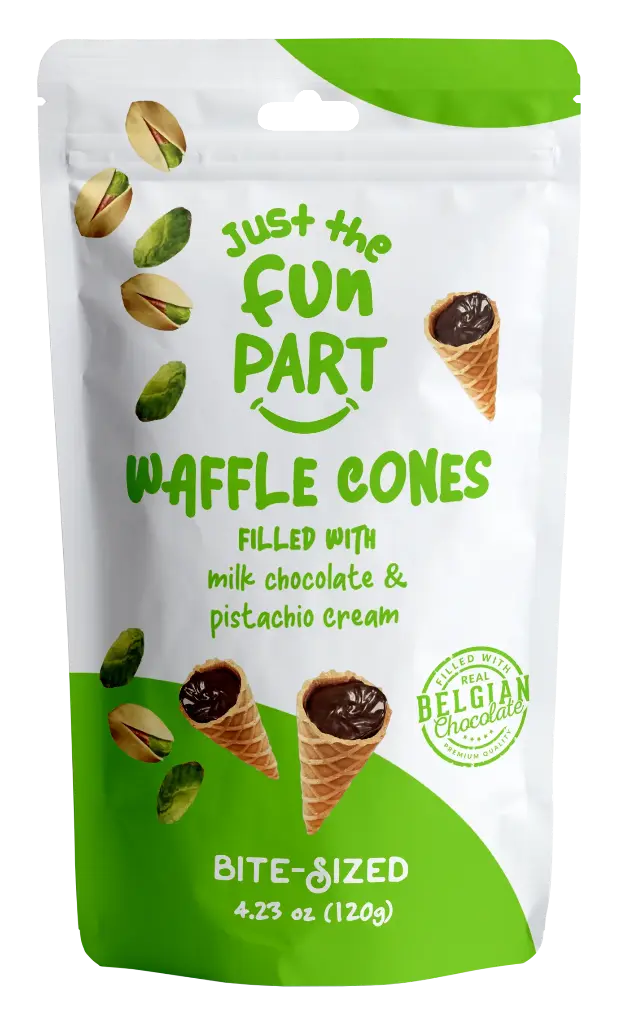 Just the Fun Part Pistachio Cream & Milk ChocolateWaffle cone 6x 120g