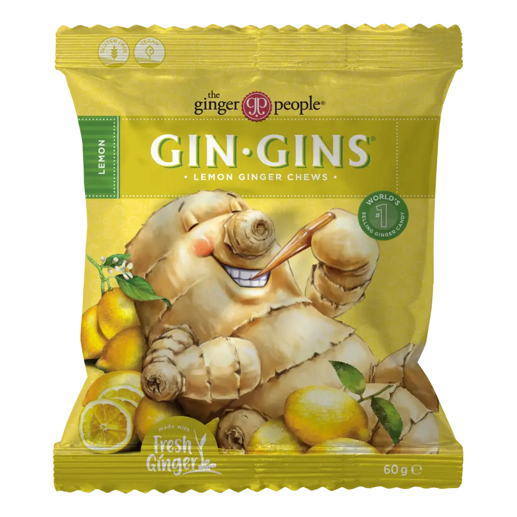 Gin Gins Lemon Ginger Chew 60g x 12