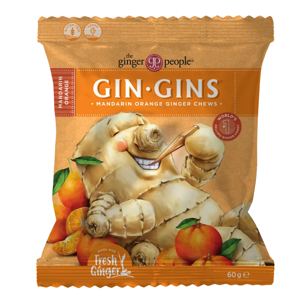 Gin Gins Mandarin Ginger Chew 60g x 12