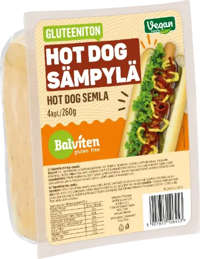 [10645] Balviten Gluteeniton Hot dog sämpylä 4 x 65g x 10