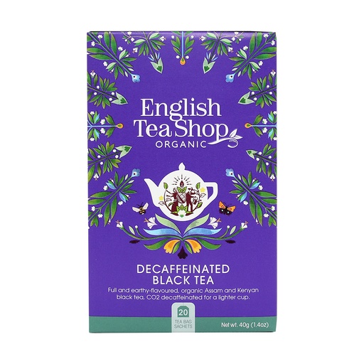 [03446] English Tea Shop Luomu Musta Tee Decaffeinated Black Tea, kofeiiniton 20 pss (6 x 40 g) LK-BIO-149