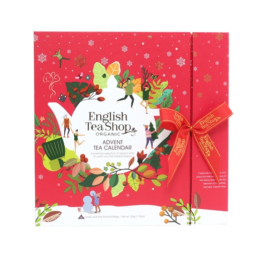 [06077] English Tea Shop Luomu Teejoulukalenterikirja, punainen 25pss (6x50g) FI-EKO-201