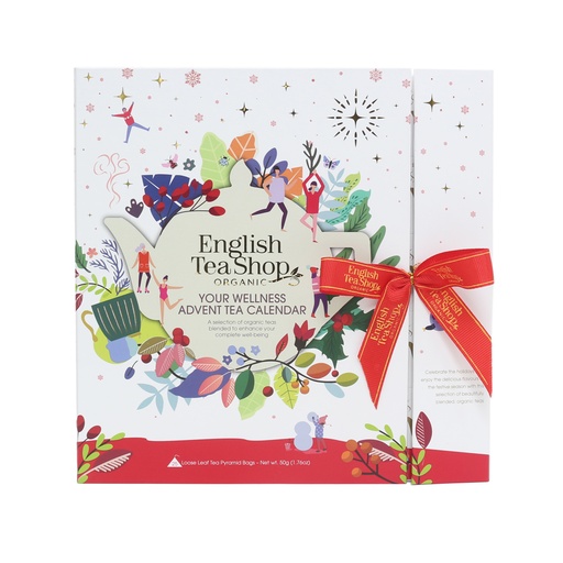 [05897] English Tea Shop Luomu Teejoulukalenterikirja, valkoinen 25pss (6x50g) LK-BIO-149