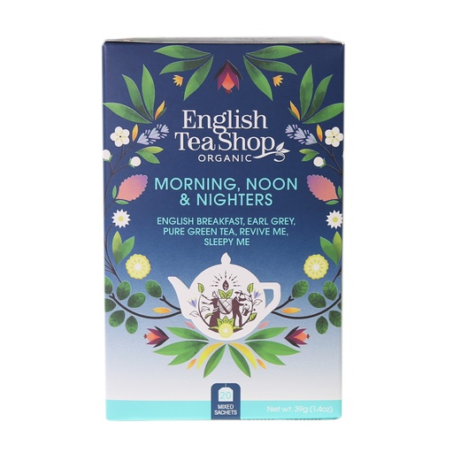 [06038] English Tea Shop Luomu Teelajitelma Morning, Noon & Nighter 20 pss, (6 x 39 g) FI-EKO-201