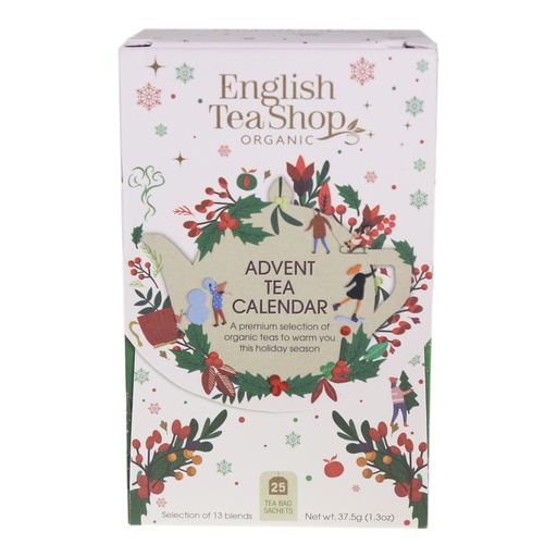 [06075] English Tea Shop Pieni Luomu Teejoulukalenteri, valkoinen 25pss (6 x 37,5g) LK-BIO-149