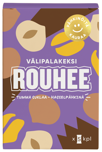 [83527] ROUHEE Tumma Suklaa - Hasselpähkinä Välipalakeksi 30g x 5 (monipakkaus) x 8