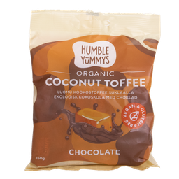 [83171] Humble Yummys luomu kookostoffee Suklaa 150g x 10 FI-EKO-201