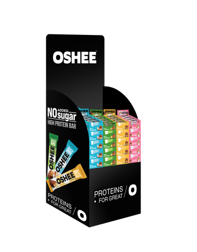 [Q-1499] OSHEE Protein Bar 1/4 lava 384 kpl (4 var.)