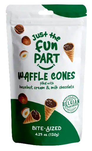 [01420] Just the Fun Part Hazelnut cream & Milk Chocolate Waffle cone 6x 120g
