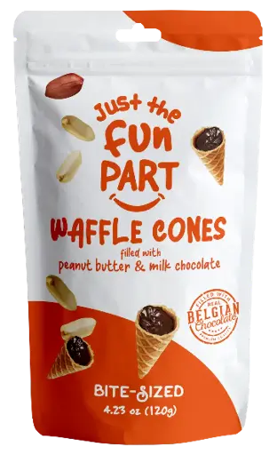 [01421] Just the Fun Part Milk Chocolate & Peanut butter Waffle cone 6x 120g