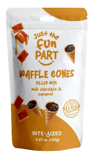 [01401] Just the Fun Part Milk Chocolate & Caramel Waffle cone 6x 120g